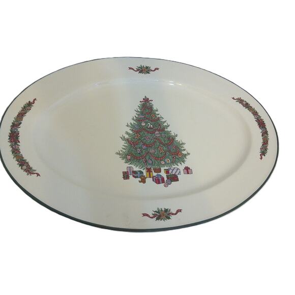 Vintage Caldor Christmas Tree Stone Ware Platter Made in Japan New - Picture 1 of 5